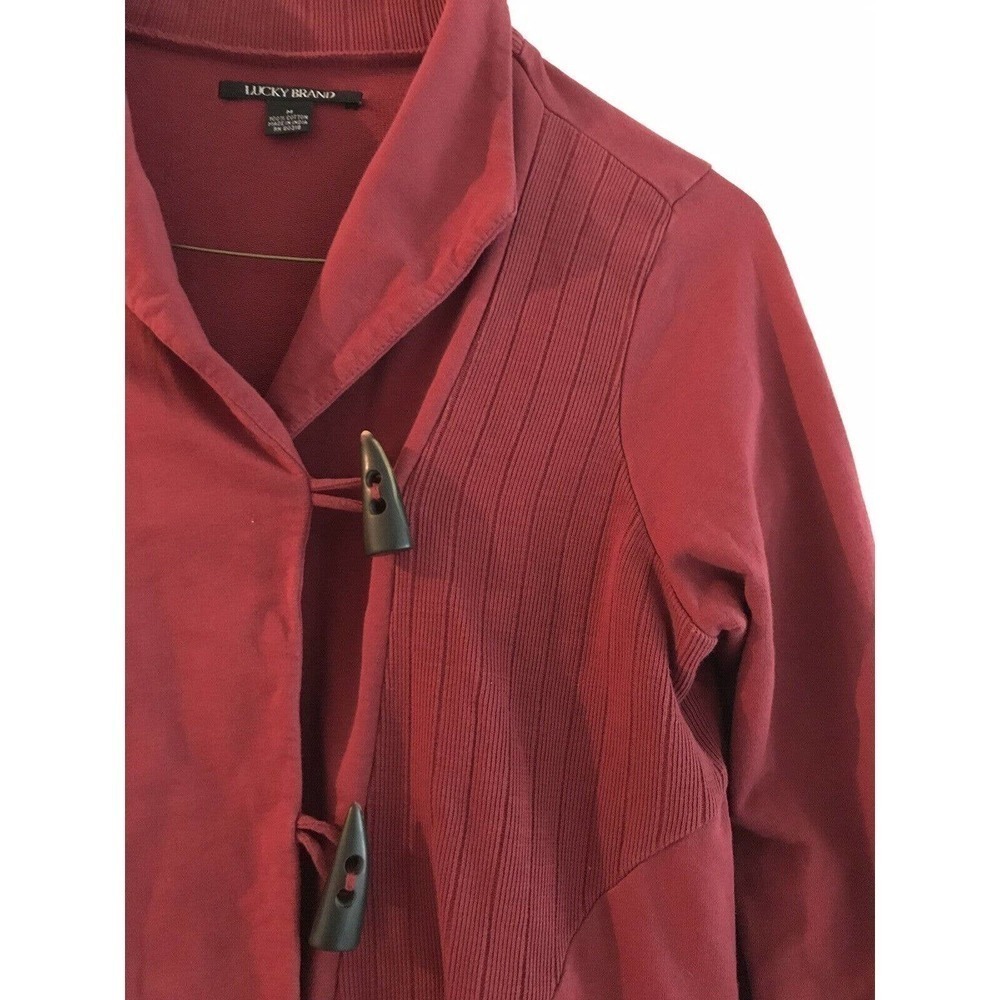 Lucky Brand | Womens Size M Red Darci Wrap Jacket Cotton Long Sleeves Knit - Picture 6 of 10